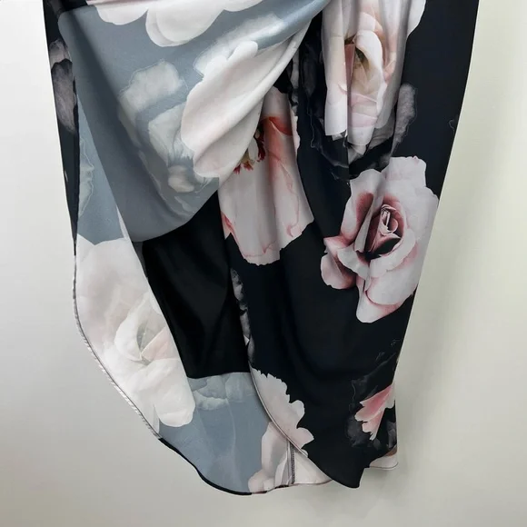 City Chic Cold Shoulder Dress Black Austin Floral Rose Draped Plus Size M 18 - Picture 10 of 15